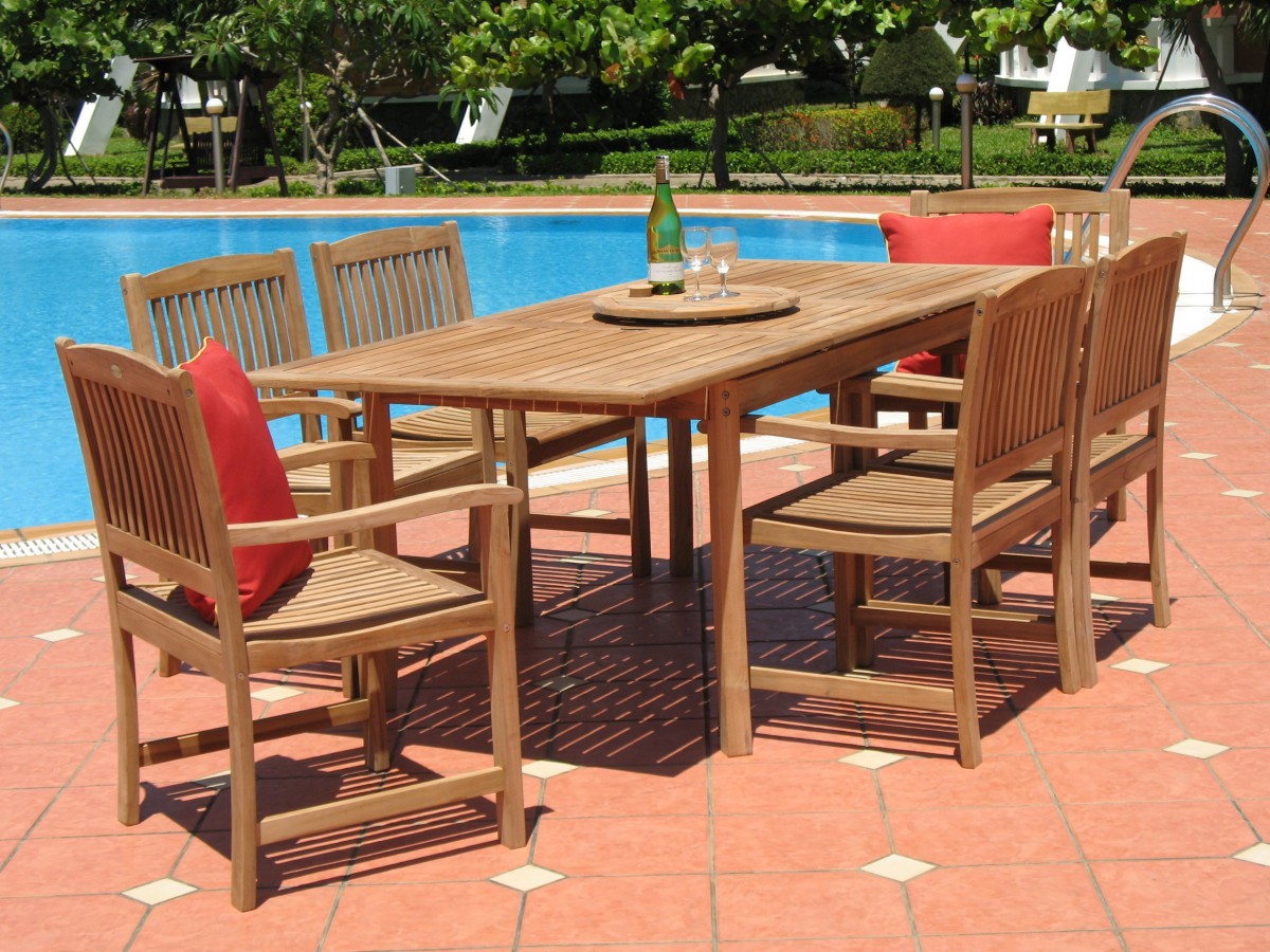 Pebble Lane Living 7 Piece Teak Patio Dining Set