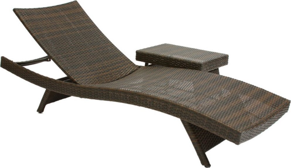 Best Selling Folding Wicker Outdoor Chaise Lounge Chairs w/ Table