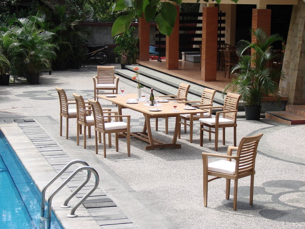 Grade-A Teak 117′ Wood Rectangular Outdoor Dining Table