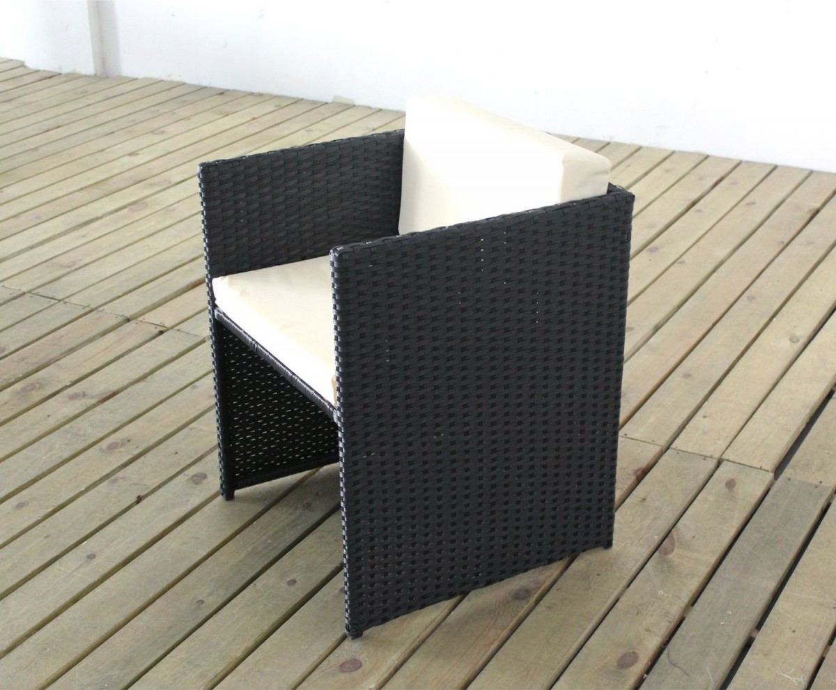 5 Piece Rattan Cube Garden Furniture Set w/ Stowaway Chairs