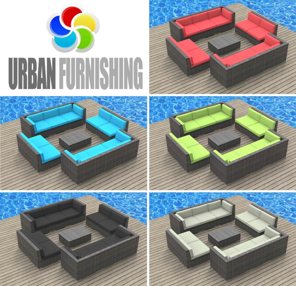 Urban Furnishing BERMUDA 11pc Outdoor Sectional Sofa Set
