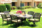 Coastlink Furniture Nevada 7 Piece Cast Aluminum Outdoor Dining Set with Sunbrella Cushions