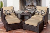 Delano 5-piece Outdoor Chair and Ottoman with Side Table Set