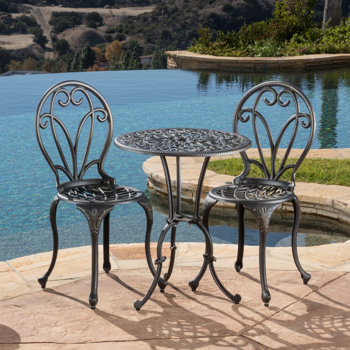 Thomas Cast Aluminum Dark Gold 3-piece Bistro Set