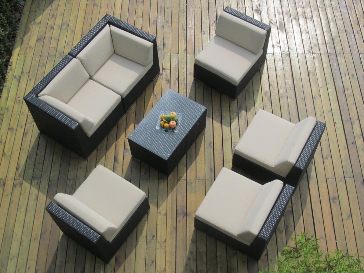 Ohana Collection 9pc Outdoor Sectional Sofa / Chaise Lounge Set