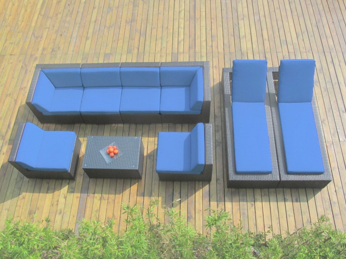 Ohana Collection 9pc Outdoor Sectional Sofa / Chaise Lounge Set