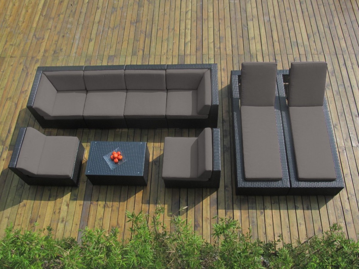 Ohana Collection 9pc Outdoor Sectional Sofa / Chaise Lounge Set