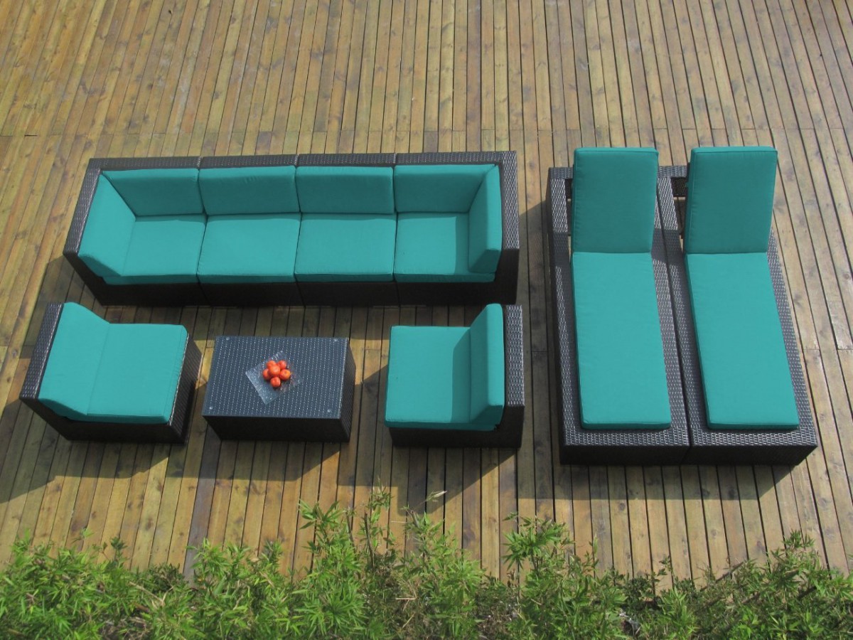 Ohana Collection 9pc Outdoor Sectional Sofa / Chaise Lounge Set