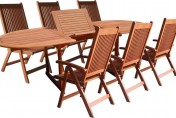 Vifah V144SET1 Wood 7-Piece Patio Dining Set with Oval Extension Table