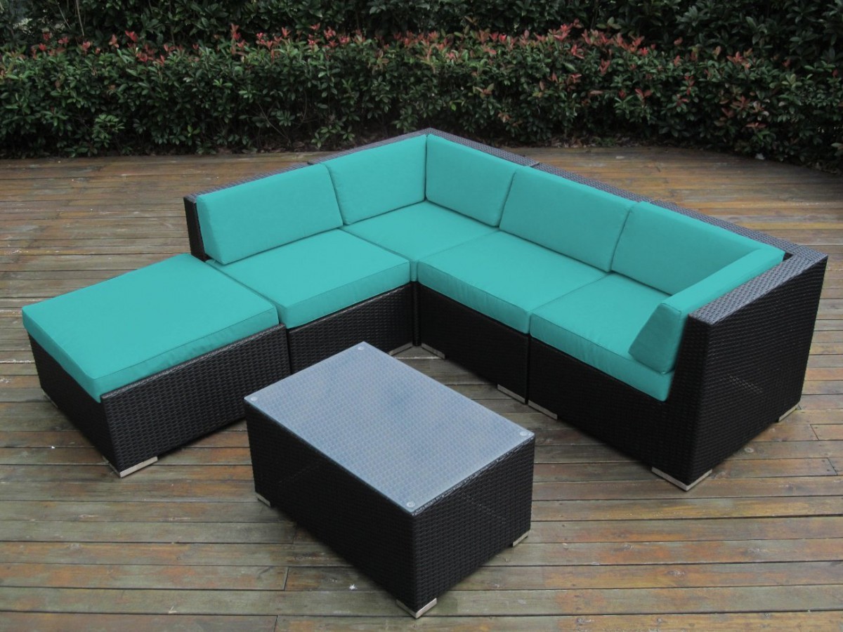 Ohana Collection 6pc Sunbrella Outdoor Sectional Sofa Set