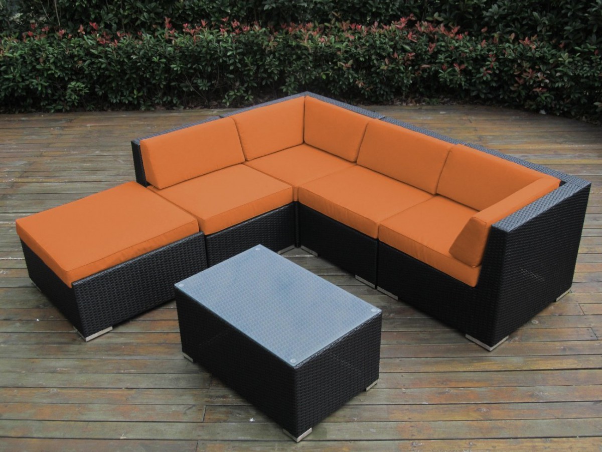 Ohana Collection 6pc Sunbrella Outdoor Sectional Sofa Set