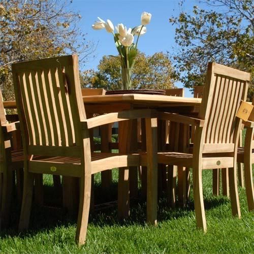 Bayview Patio Grade-A Teak 9-Piece Patio Dining Set with Double Extension Table