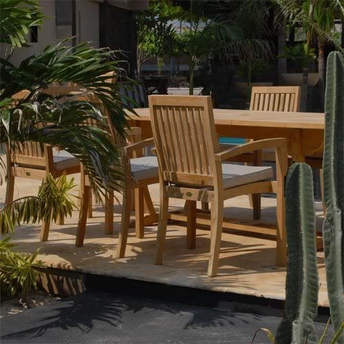 Bayview Patio Grade-A Teak 9-Piece Patio Dining Set with Double Extension Table