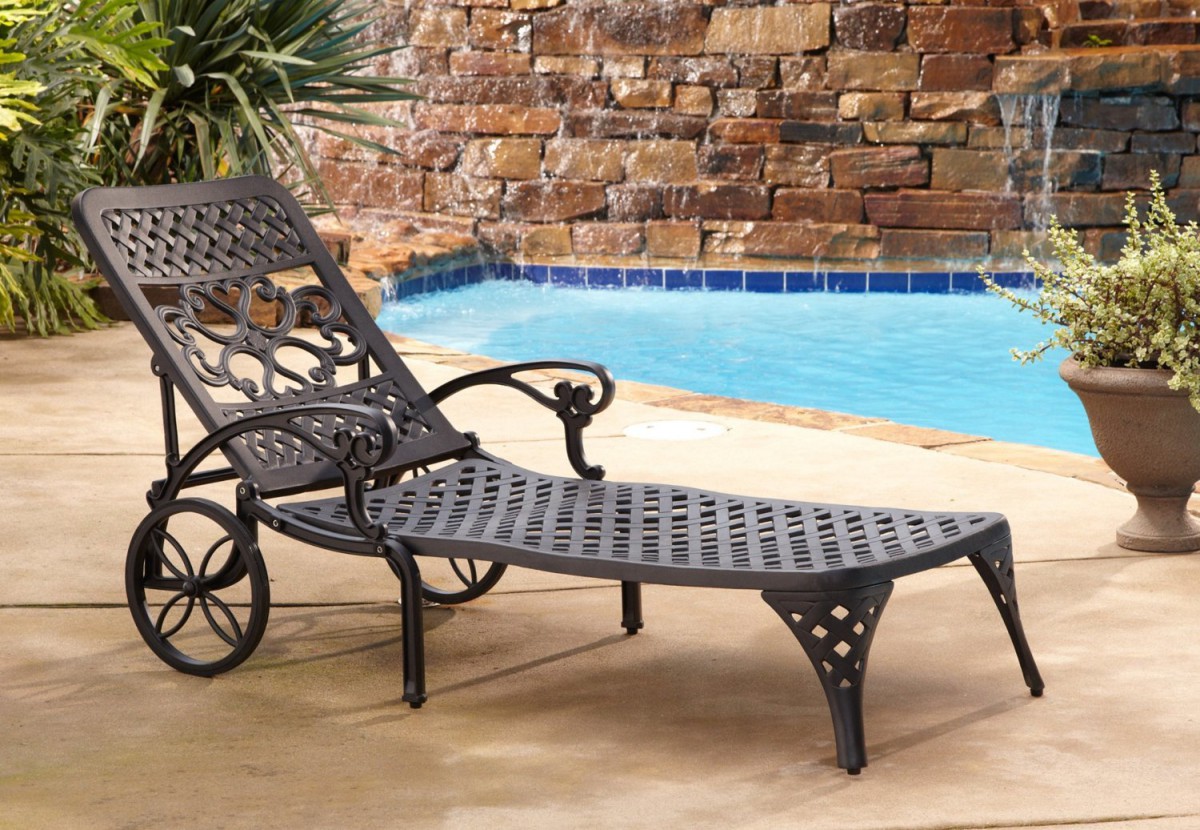 Home Styles Biscayne Outdoor Chaise Lounge Chair with Wheels