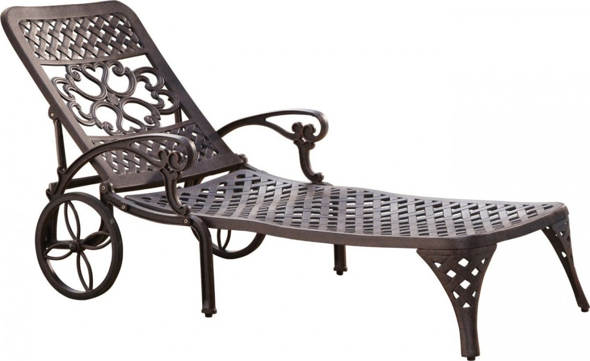 Home Styles Biscayne Outdoor Chaise Lounge Chair with Wheels