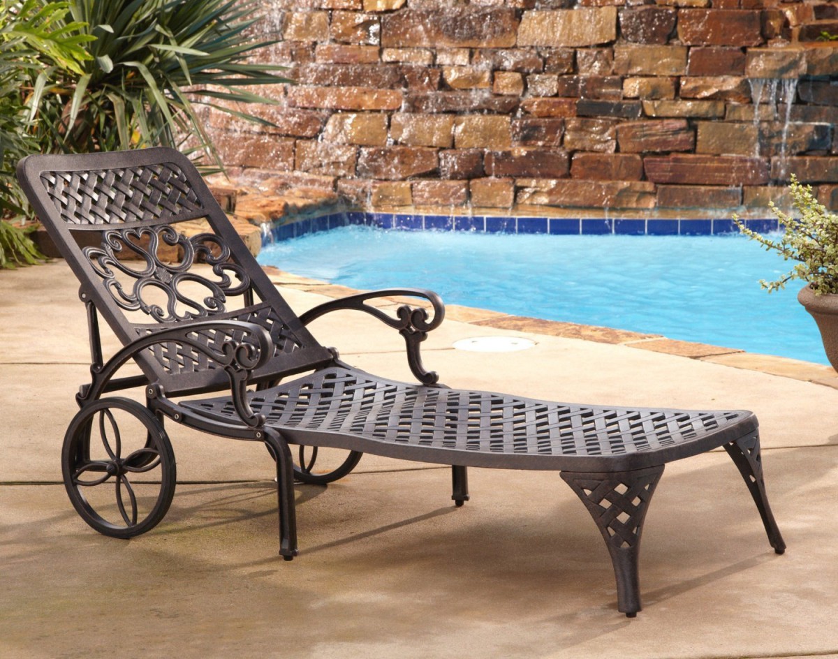 Home Styles Biscayne Outdoor Chaise Lounge Chair with Wheels