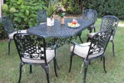 Outdoor Cast Aluminum 7 Piece Dining Set with Cushions