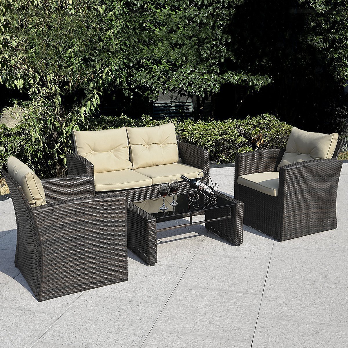 Giantex Pc Wicker Sofa Outdoor Patio Furniture Set