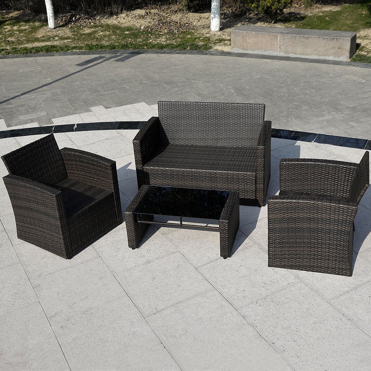 Giantex 4pc Wicker Sofa Outdoor Patio Furniture Set