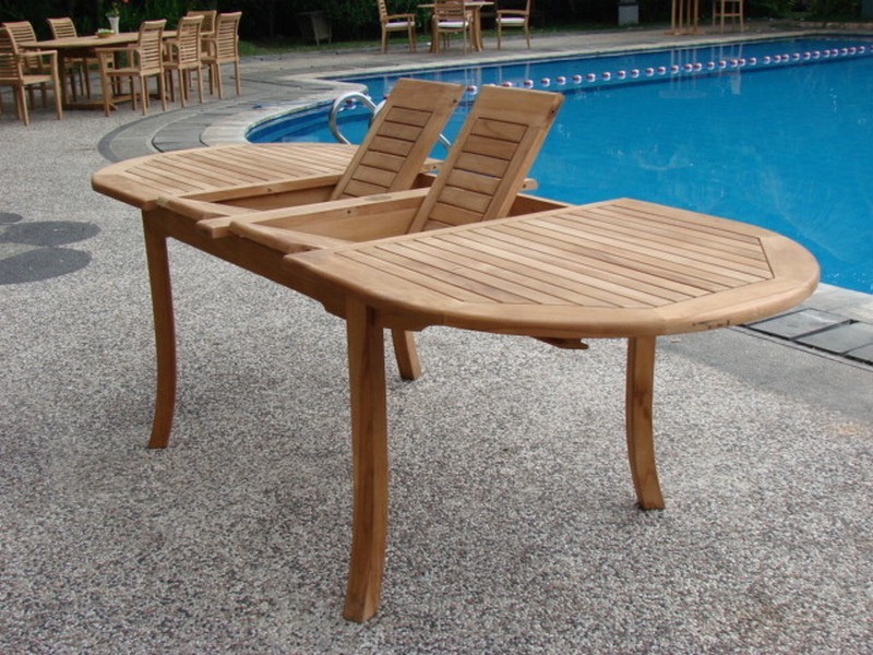 Grade-A Teak 94′ Wood Oval Outdoor Dining Table