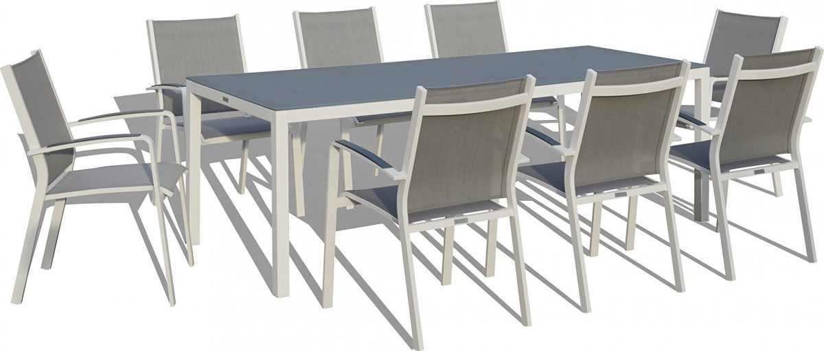 Urban Furnishing Modern Aluminum 9 Piece Outdoor Dining Set with Stackable Chairs