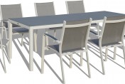 Urban Furnishing Modern Aluminum 9 Piece Outdoor Dining Set with Stackable Chairs