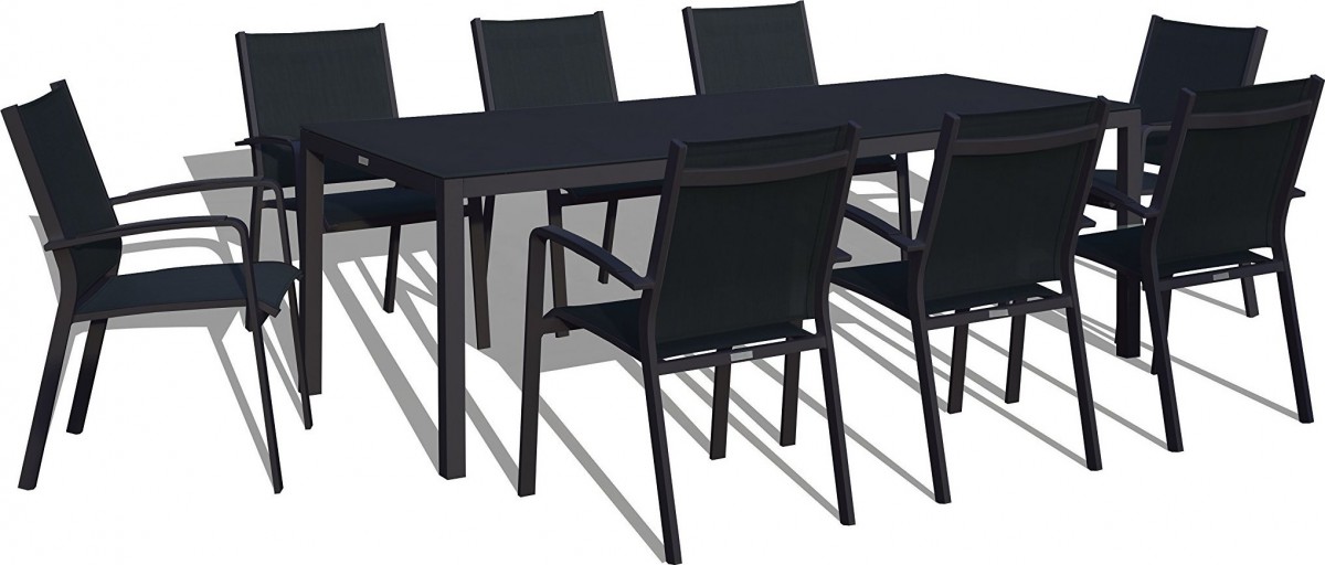 Urban Furnishing Modern Aluminum 9 Piece Outdoor Dining Set with Stackable Chairs