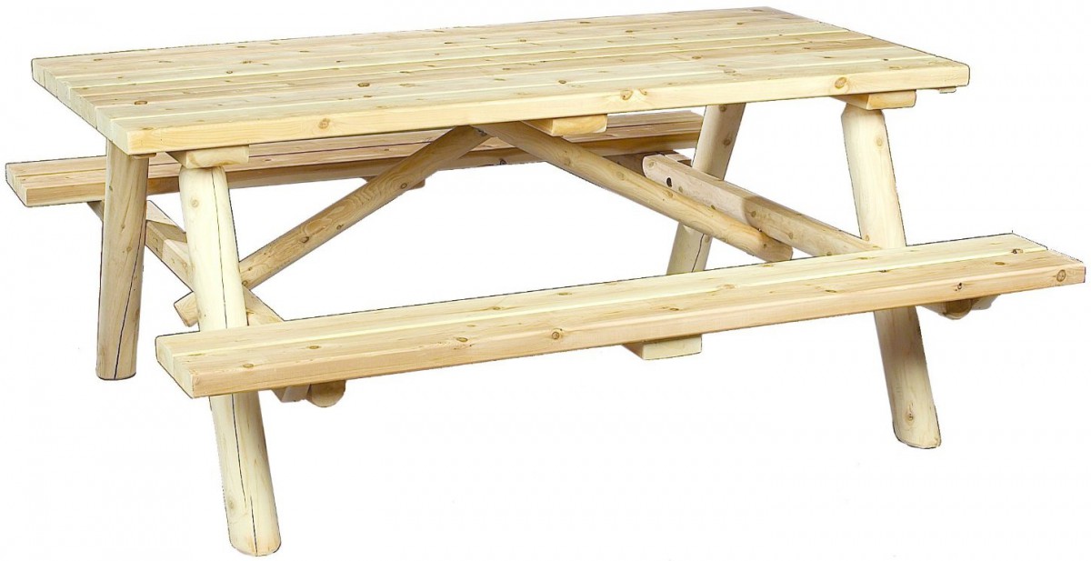 Cedarlooks Rustic Log Cedar Wood Picnic Table Bench