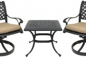 Coastlink Furniture Nevada 3 Piece Cast Aluminum Outdoor Bistro Set with Swivel Rocker Chairs