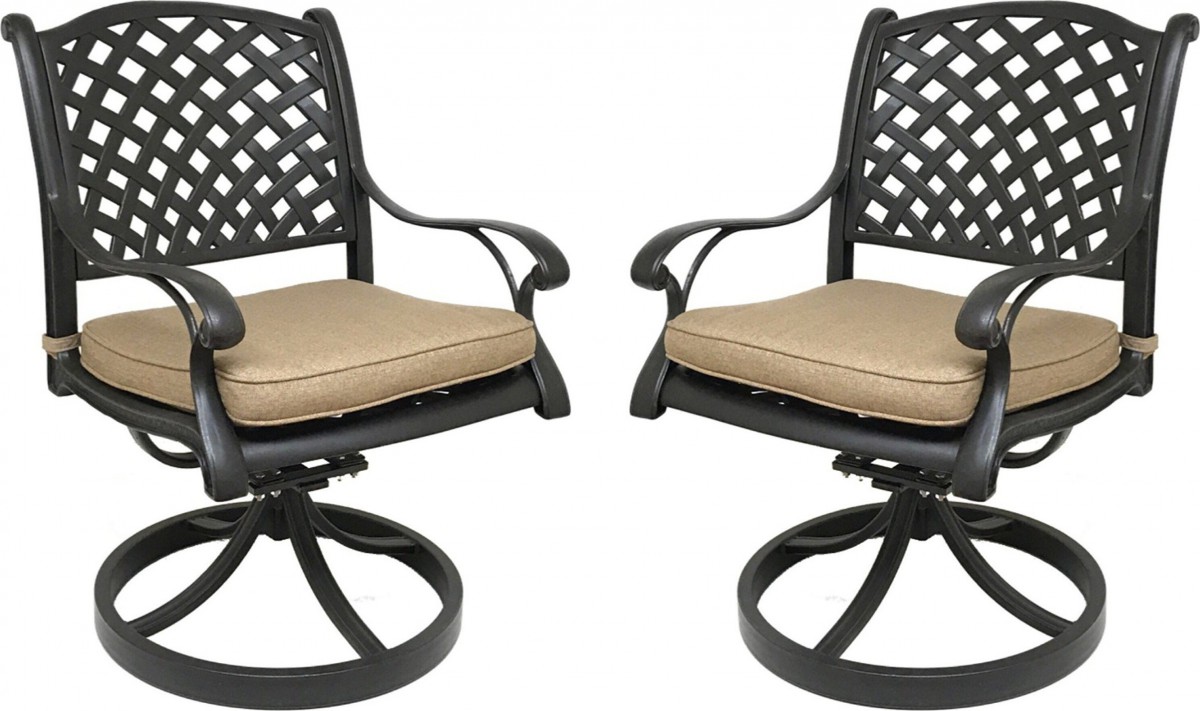 Coastlink Furniture Nevada 3 Piece Cast Aluminum Outdoor Bistro Set with Swivel Rocker Chairs