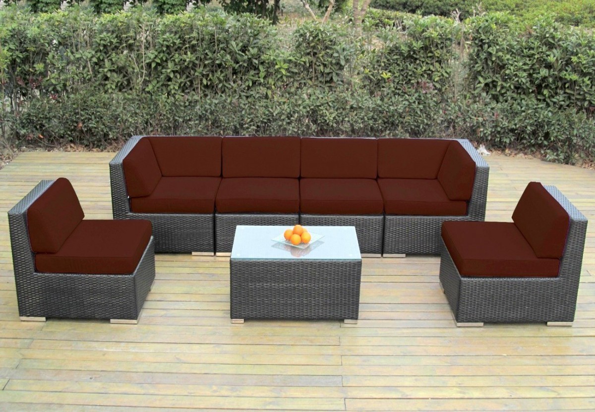 Ohana Collection 7pc Sunbrella Outdoor Sectional Sofa Set