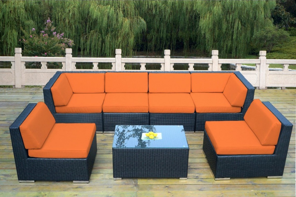 Ohana Collection 7pc Sunbrella Outdoor Sectional Sofa Set