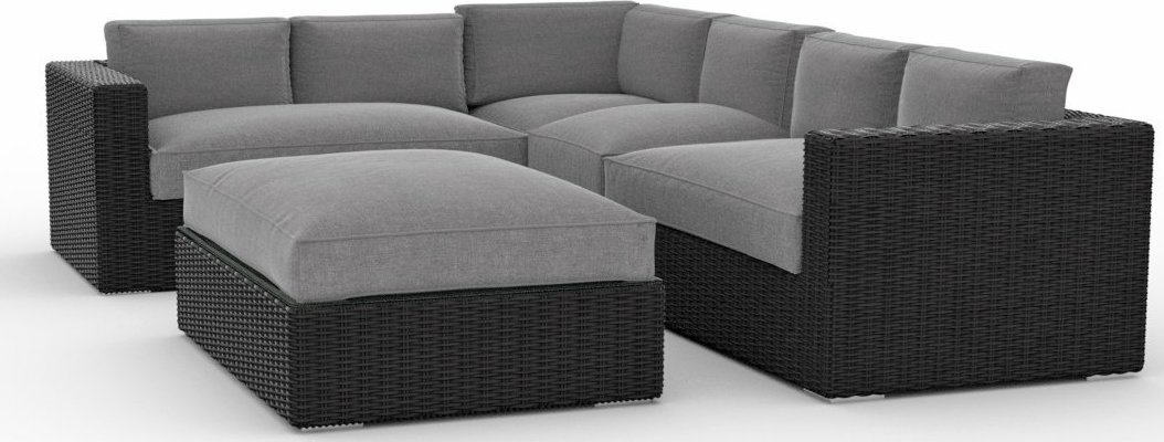 Toja Patio Furniture Yorkville 5 Piece Outdoor Sectional Sofa Set with Sunbrella Cushions