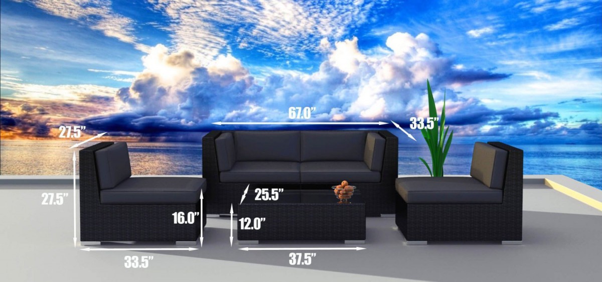 Urban Furnishing BLACK SERIES Outdoor Sectional Sofa Set