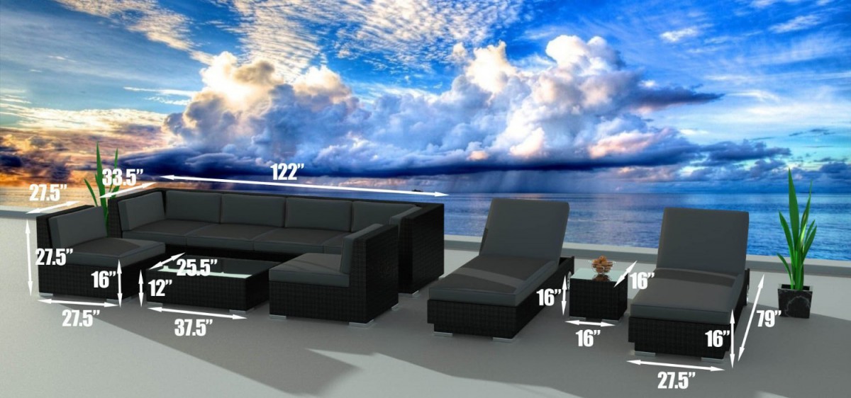 Urban Furnishing BLACK SERIES Outdoor Sectional Sofa Set