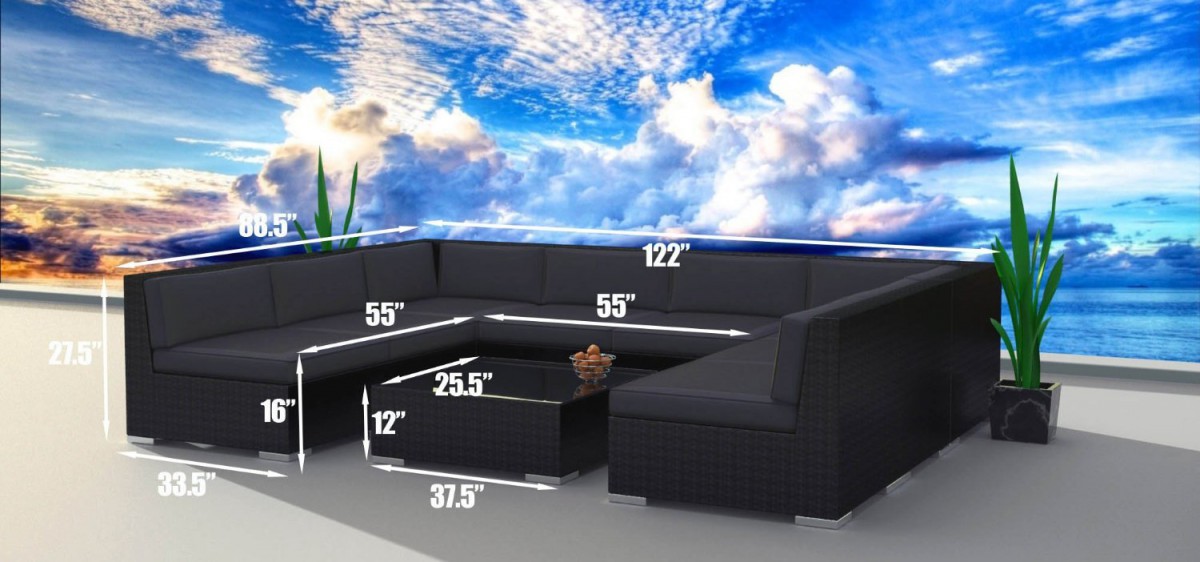 Urban Furnishing BLACK SERIES Outdoor Sectional Sofa Set