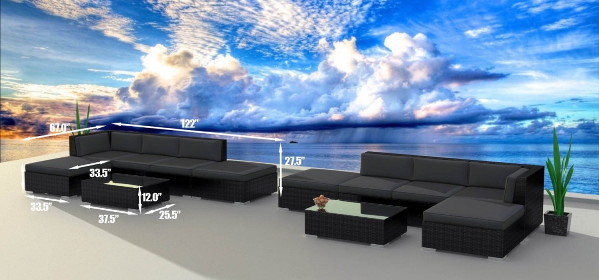 Urban Furnishing BLACK SERIES Outdoor Sectional Sofa Set