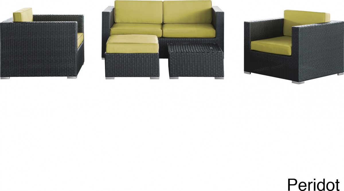 Malibu Collection 5-piece Wicker Outdoor Sectional Sofa Set