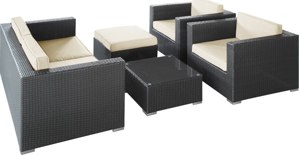 Malibu Collection 5-piece Wicker Outdoor Sectional Sofa Set