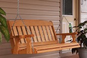 Amish Mission Style 5ft Outdoor Wooden Porch Swing Set w/ Cupholders