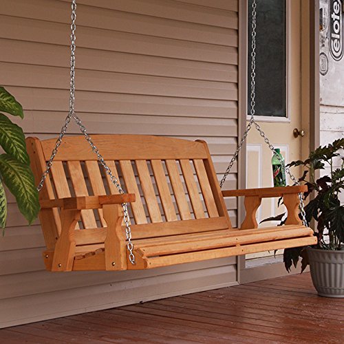 Amish Mission Style 5ft Outdoor Wooden Porch Swing Set w/ Cupholders