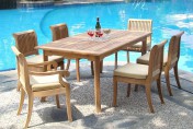 WholesaleTeak 7 Piece Grade-A Teak Dining Set with 94 Inch Double Extension Table