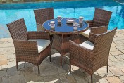 Suncrown 5 Piece Wicker Outdoor Dining Set with 35″ Round Table