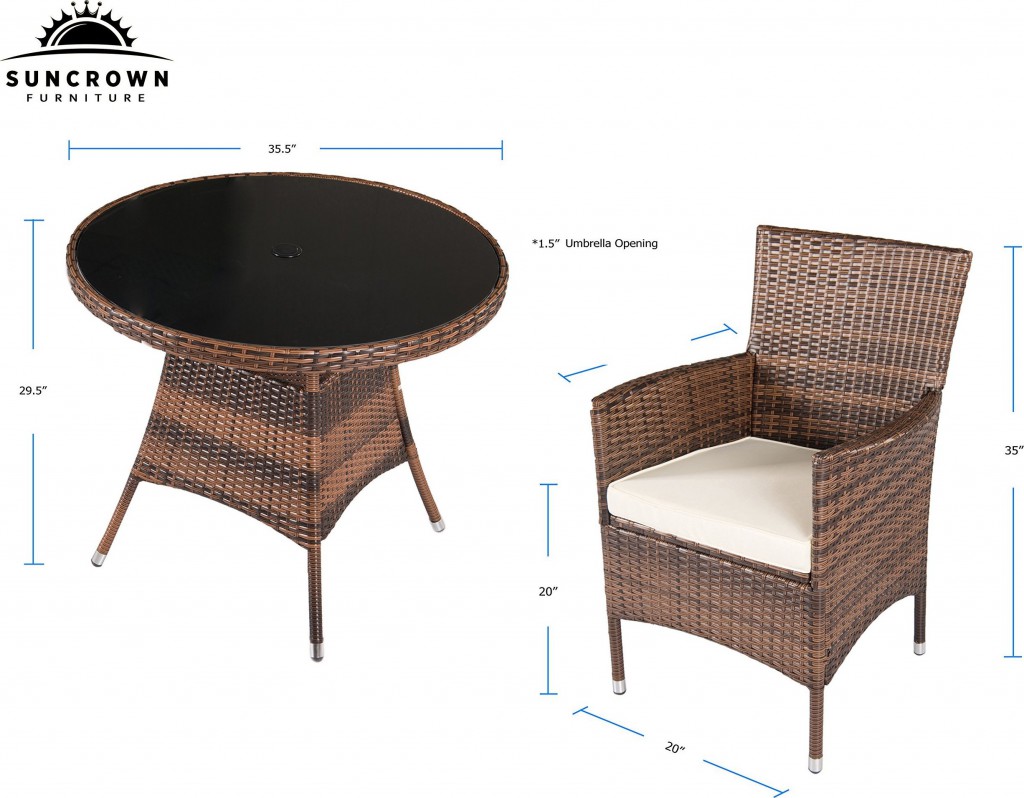 Suncrown 5 Piece Wicker Outdoor Dining Set with 35" Round Table Patio