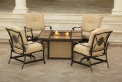 Hanover Traditions 5 Piece Outdoor Fire Pit Table Set