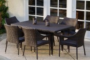 Del Mar Wicker 7 Piece Outdoor Dining Set with Stackable Wicker Chairs