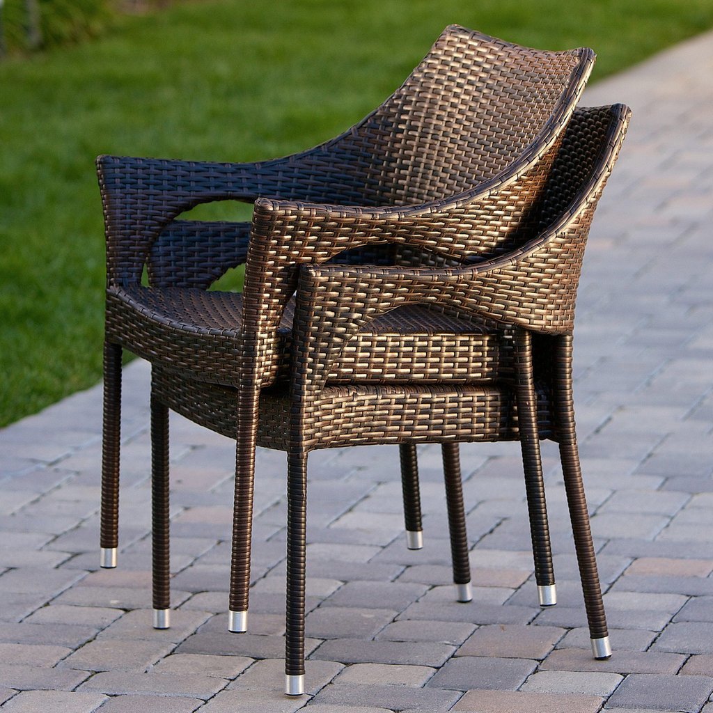 Del Mar Wicker 7 Piece Outdoor Dining Set with Stackable Wicker Chairs