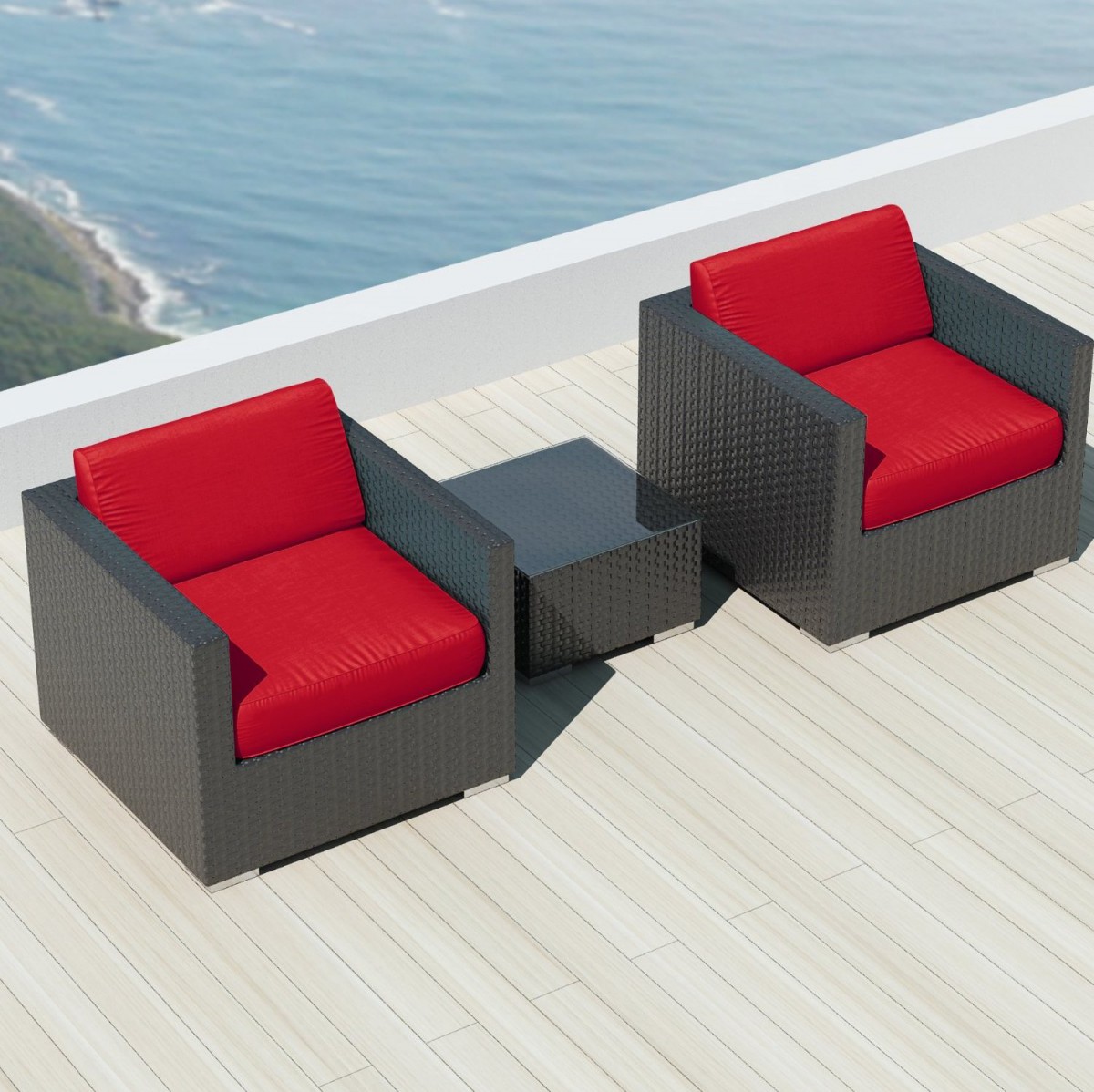 Luxxella Bistro 3pc Sunbrella Outdoor Sectional Sofa Set