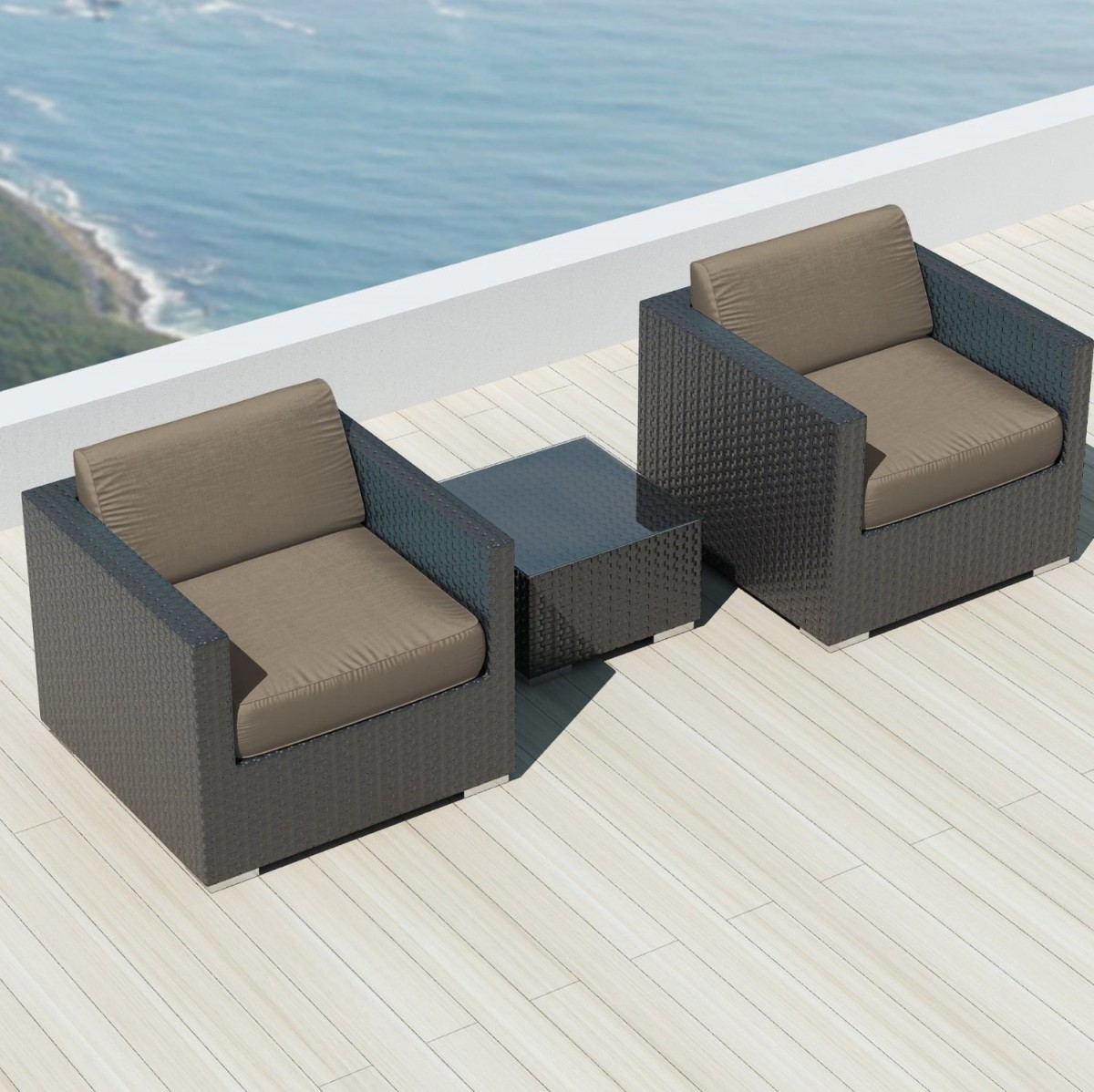 Luxxella Bistro 3pc Sunbrella Outdoor Sectional Sofa Set