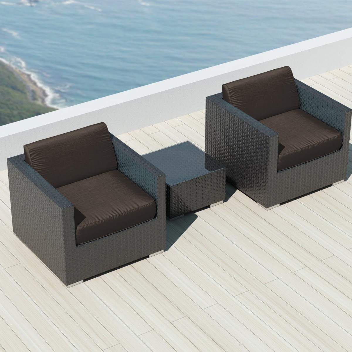 Luxxella Bistro 3pc Sunbrella Outdoor Sectional Sofa Set